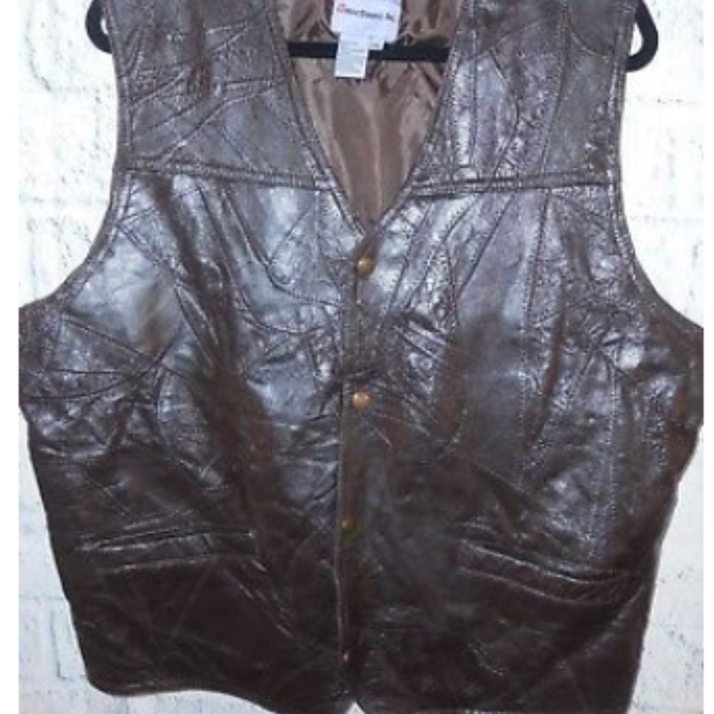 PRICE DROP~Black Gen Leather Men's Biker-Vest XXL